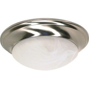 SATCO Energy Saving CFL Flush Dome (1) 18W T2 Mini Spiral/GU24 base/2700K included 11 1/2"W x 4 1/2"H Brushed Nickel Alabaster Glass