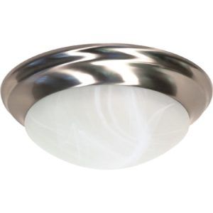 SATCO Energy Saving CFL Flush Dome (2) 13W T2 Mini Spiral/GU24 base/2700K included 14"W x 5 1/2"H Brushed Nickel Alabaster Glass