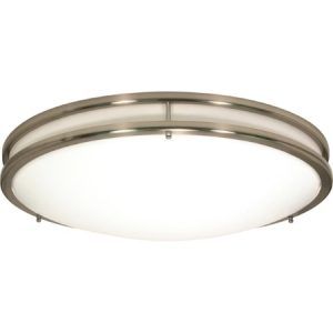 SATCO Fluorescent Ceiling & Wall Fixture (3) 13W T2 Mini Spiral/GU24 base/2700K included 13"W x 3 3/4"H Brushed Nicke, White Acrylic