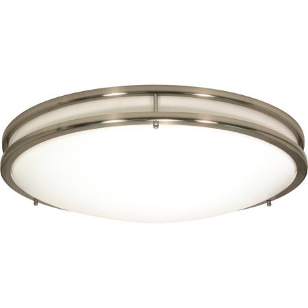 SATCO Fluorescent Ceiling & Wall Fixture (3) 13W T2 Mini Spiral/GU24 base/2700K included 13"W x 3 3/4"H Brushed Nicke, White Acrylic