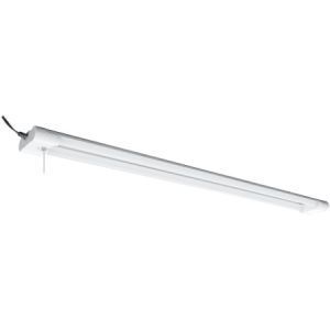 SATCO LED Linkable Shop Light Hanging or Flush Mount Installation 9" 42W 4000K 4200Lm Hanging Chains Mounting Screws & Drywall Anchors Included Linkable up to 4 fixtures On/Off Pull Chain