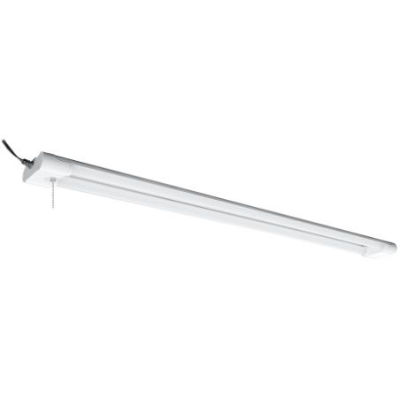 SATCO LED Linkable Shop Light Hanging or Flush Mount Installation 9" 42W 4000K 4200Lm Hanging Chains Mounting Screws & Drywall Anchors Included Linkable up to 4 fixtures On/Off Pull Chain