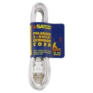 SATCO 3 Outlet Indoor Extension Cord 16/2 Spt-2 6Ft 1625W 13A-125V White