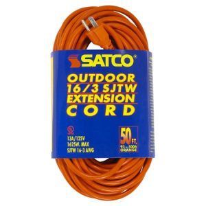 SATCO 50Ft Orange Outdoor/Indoor 3-Prong Light Duty Extension Cord 13A 1625W 125V