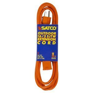 SATCO 8Ft Orange Outdoor/Indoor 3-Prong Light Duty Extension Cord 13A 1625W 125V
