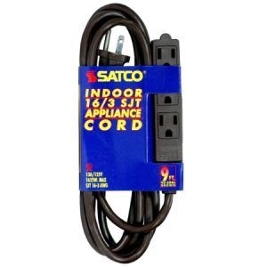SATCO 3 Outlet Indoor Extension Cord 16/3 SJT 9Ft Brown