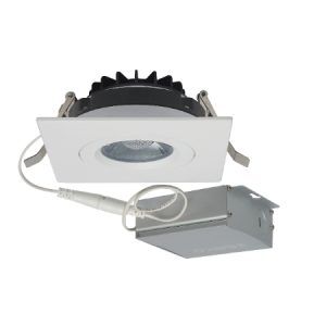 SATCO Low Profile LED Downlight with External Driver 4 1/2" Square Gimbal 12W 3000K 850Lm White