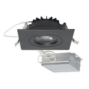 SATCO Low Profile LED Downlight with External Driver 4 1/2" Square Gimbal 12W 3000K 850Lm Black