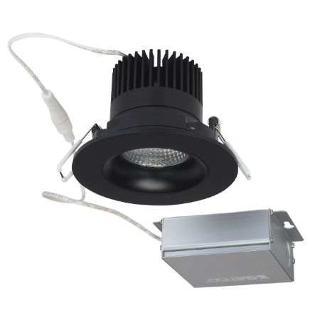 SATCO Low Profile LED Downlight with External Driver 3 1/2" Round Gimbal 12W 3000K 840Lm Black