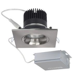 SATCO Low Profile LED Downlight with External Driver 3 1/2" Square Gimbal 12W 3000K 840Lm Brushed Nickel