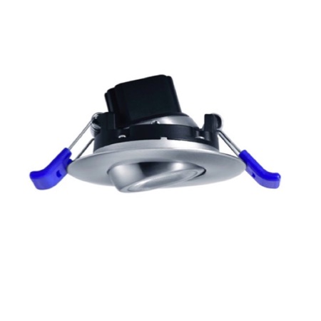 2" 24V Not Dim Round Eyeball Gimbal 5W LED 30K Brushed Nickel 24° 400 lm Type IC Air-Tight Wet CRI 90+