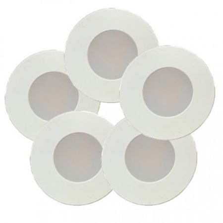 LOTUS 5 Pack Mini Puck White 1" LED 12V 1W 3000K 70Lm per Puck Without Connectors