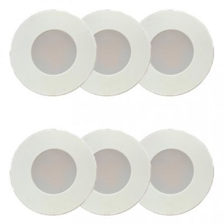 LOTUS 6 Pack Mini Puck White 1" LED 12V 1W 3000K 70Lm per Puck With Plug-In Non-Dimmable & 6-Port Hub